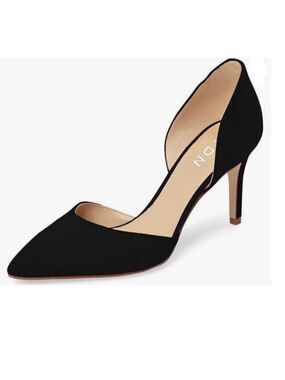 YDN Black Pointed Toe D'Orsay Stiletto Heels